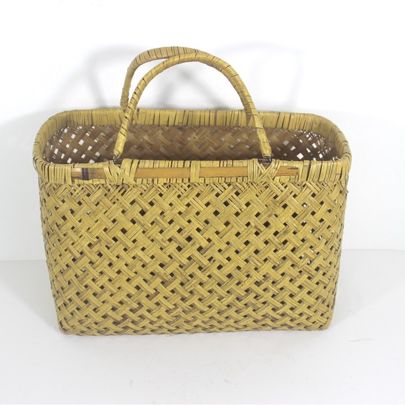 Vintage Split Bamboo Basket Market Tote Bag - Picture 8 of 11